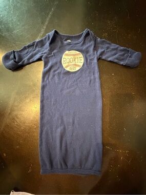 Navy 'Rookie' Long Sleeve Baby Gown